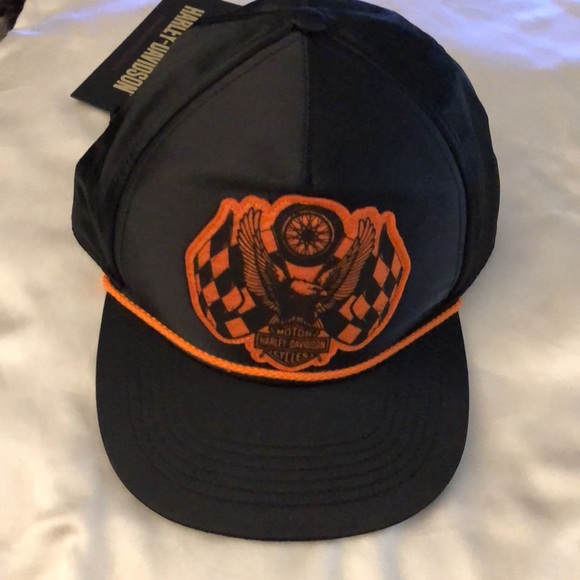 Harley Davidson 120th Anniversary Men’s Racing Flag Eagle SnapBack Hat OS NWT - Picture 14 of 16